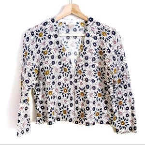 LOFT Floral 3/4 Sleeves Open Cardigan